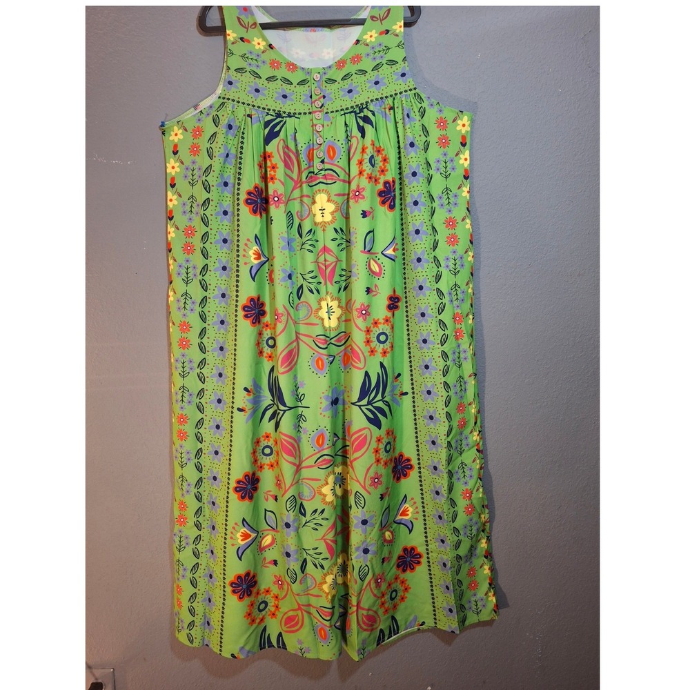 Green Floral Sleeveless Wide Leg Jumpsuit Button Front Boho One Piece